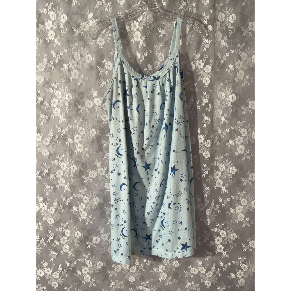 Blue Moon & Star Short Nightie Size XL Sleeveless Summer Pajamas Cozy Soft